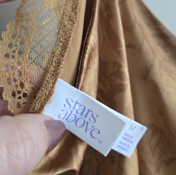 Stars Above Gold Floral Satin Slip Midi Dress - Picture 8 of 10